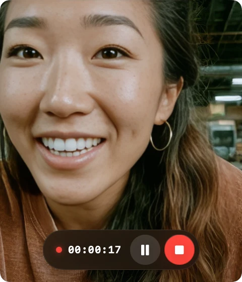 Tellclip recording controls with a live camera preview